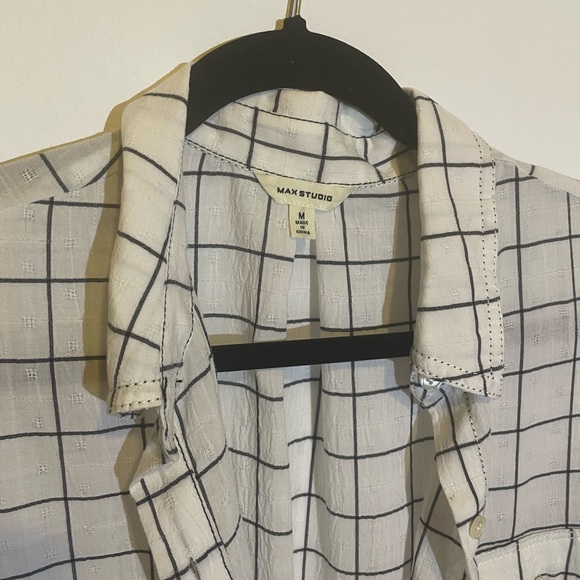 MAX STUDIO button up navy squares - Picture 2 of 6